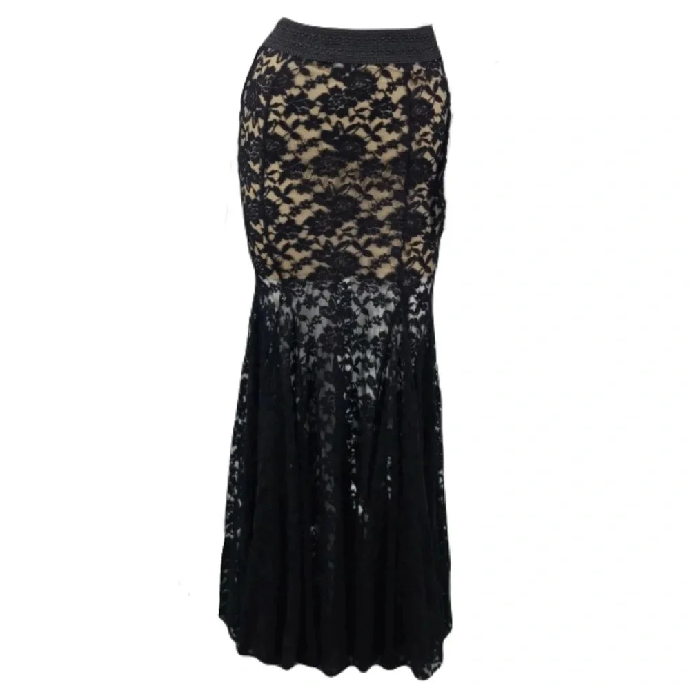 Marciano Women's Large Black Lace Maxi Mermaid Skirt - Picture 2 of 16